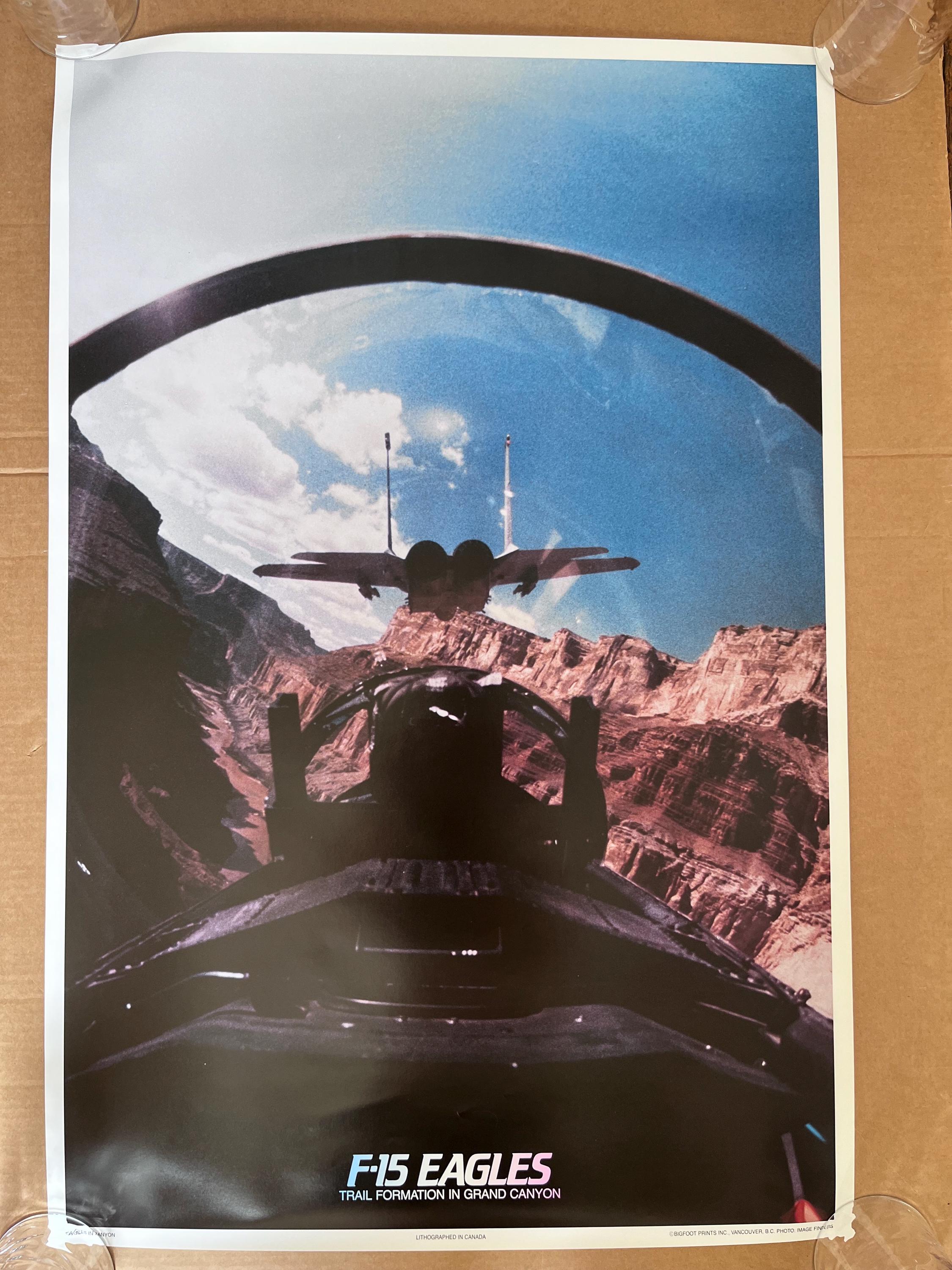 F-15 Eagles Vintage Poster Fighter Plane Jet Cockpit Grand Canyon