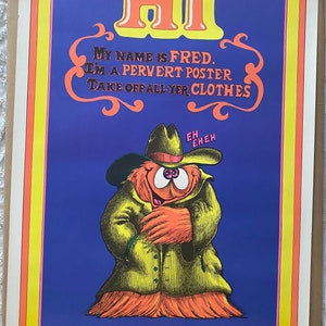 Original vintage black light poster Fred The Pervert 1970’s