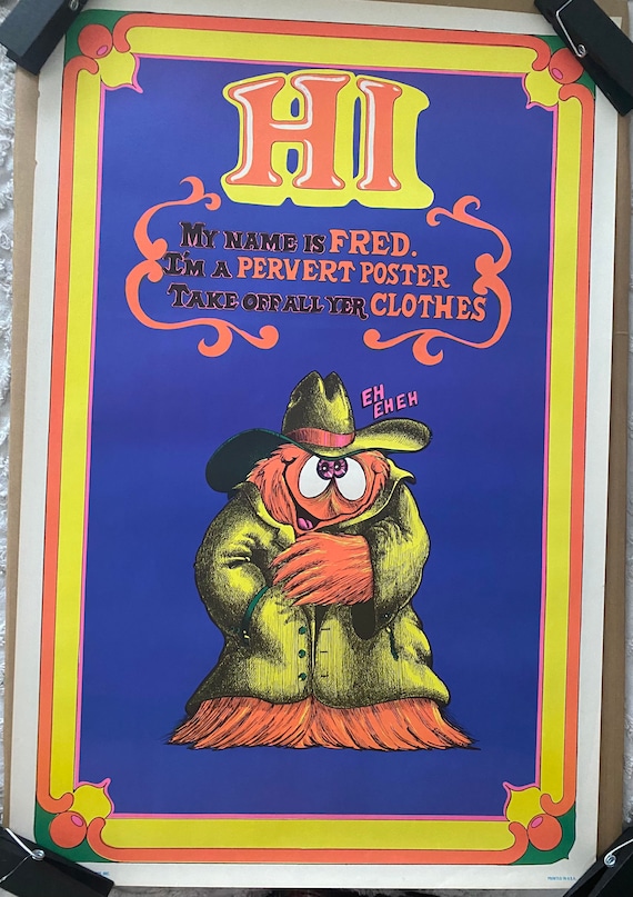 Original Vintage Black Light Poster Fred the Pervert 1970's - Etsy