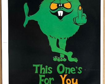 Original Vintage Blacklight Poster This Ones for You Middle Finger