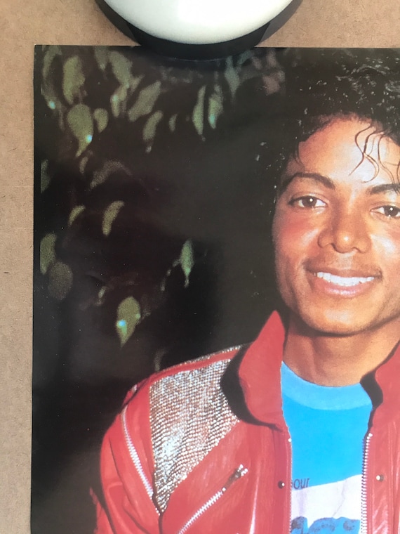 Vintage Original 1980s Michael Jackson Pinup Poster Red Leather