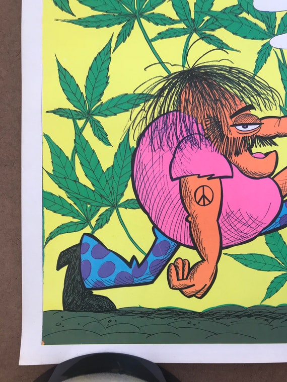 Vintage 1970s 'land of Giant Green Grass' Blacklight Poster - Etsy