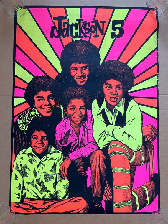 The Jackson Five Original Vintage Blacklight Poster 1970s Jackson