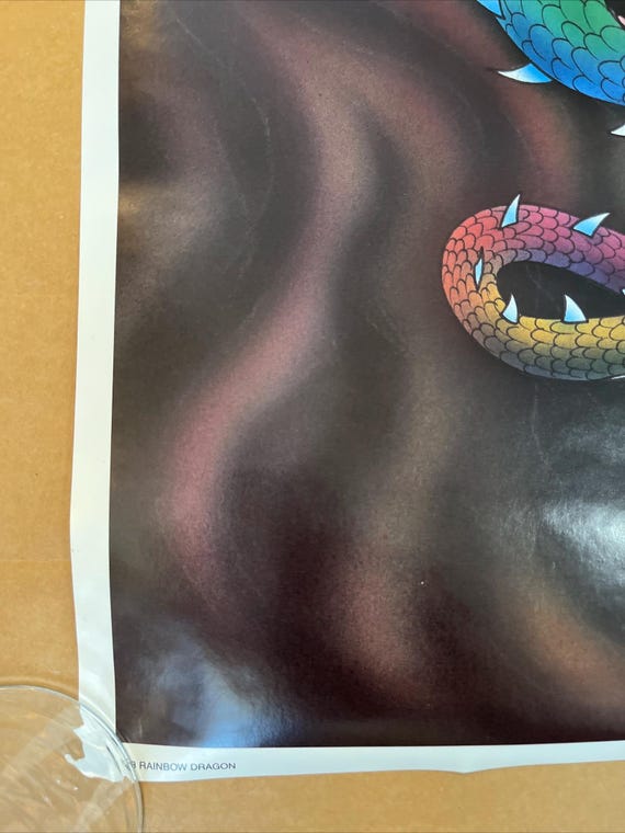 限定お値下げ！開運絵画 Rainbowドラゴン Rainbow Dragon Vintage Poster Colorful Illustration Drawing 1980s