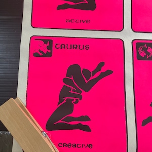 Sex Positions Zodiac Astrology Chart 1970’s Original Blacklight Vintage