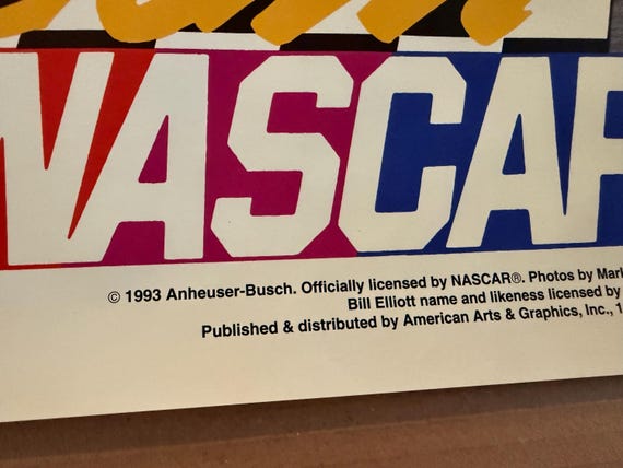 ビンテージ NHRA NASCAR メイン スポンサー 煙草 広告AD＆ パネル ビル・エリオット ビンテージポスター NASCAR レースカー レーシング