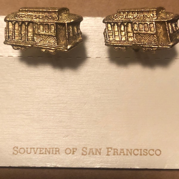 San Francisco trolley cuff links brass vintage 1970s souvenir California