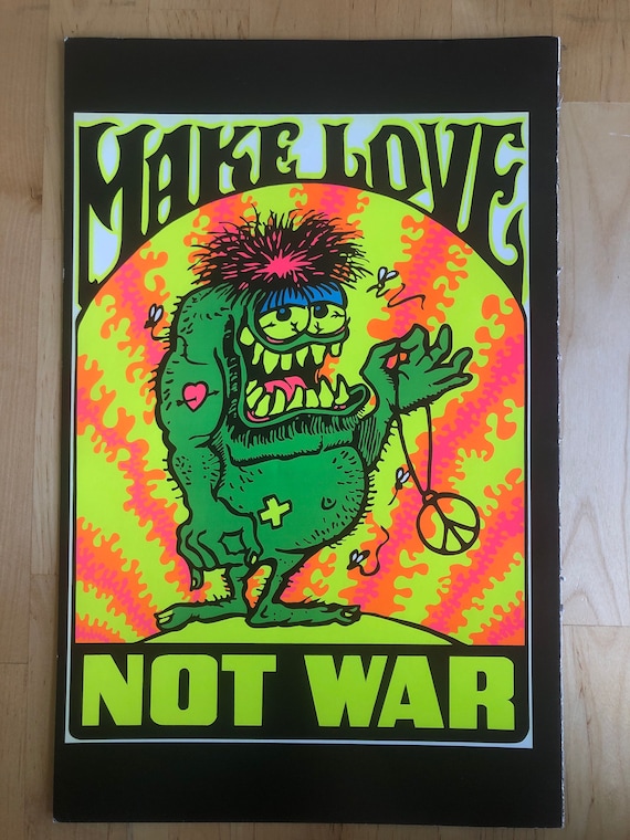 Riding Easy Biker & Make Love Not War Double Sided Blacklight