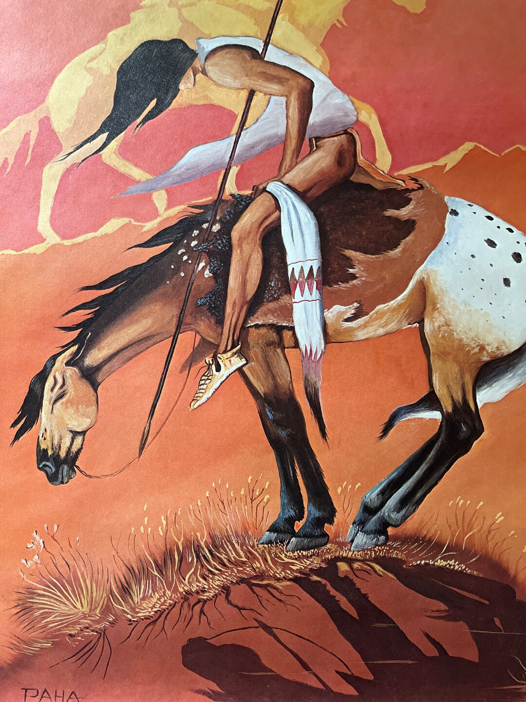 Paha Ska Native American Indian Woman and Horse 1970s Etsy