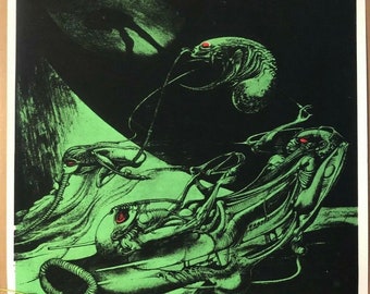 Freak out Original Vintage Blacklight Poster Pin Up Aliens Psychedelic Space 1960s Headshop