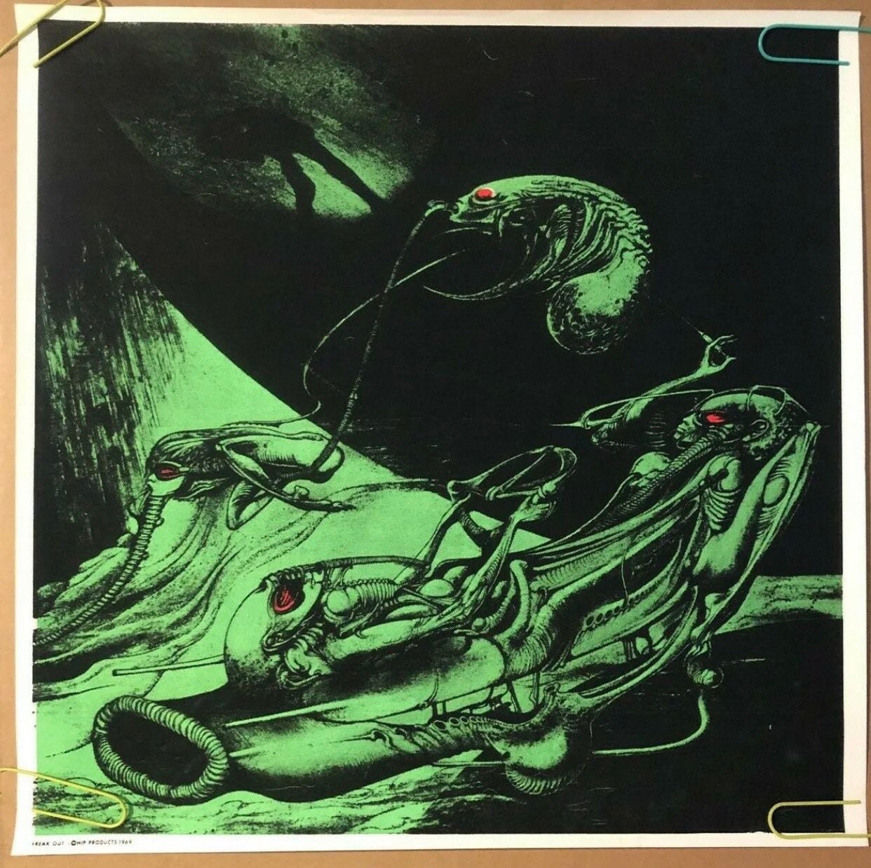 Freak Out Original Vintage Blacklight Poster Pin up Aliens