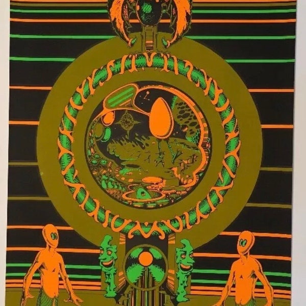 In der Anfang original Vintage Blacklight Poster 1970 Houston Schwarzlicht Poster