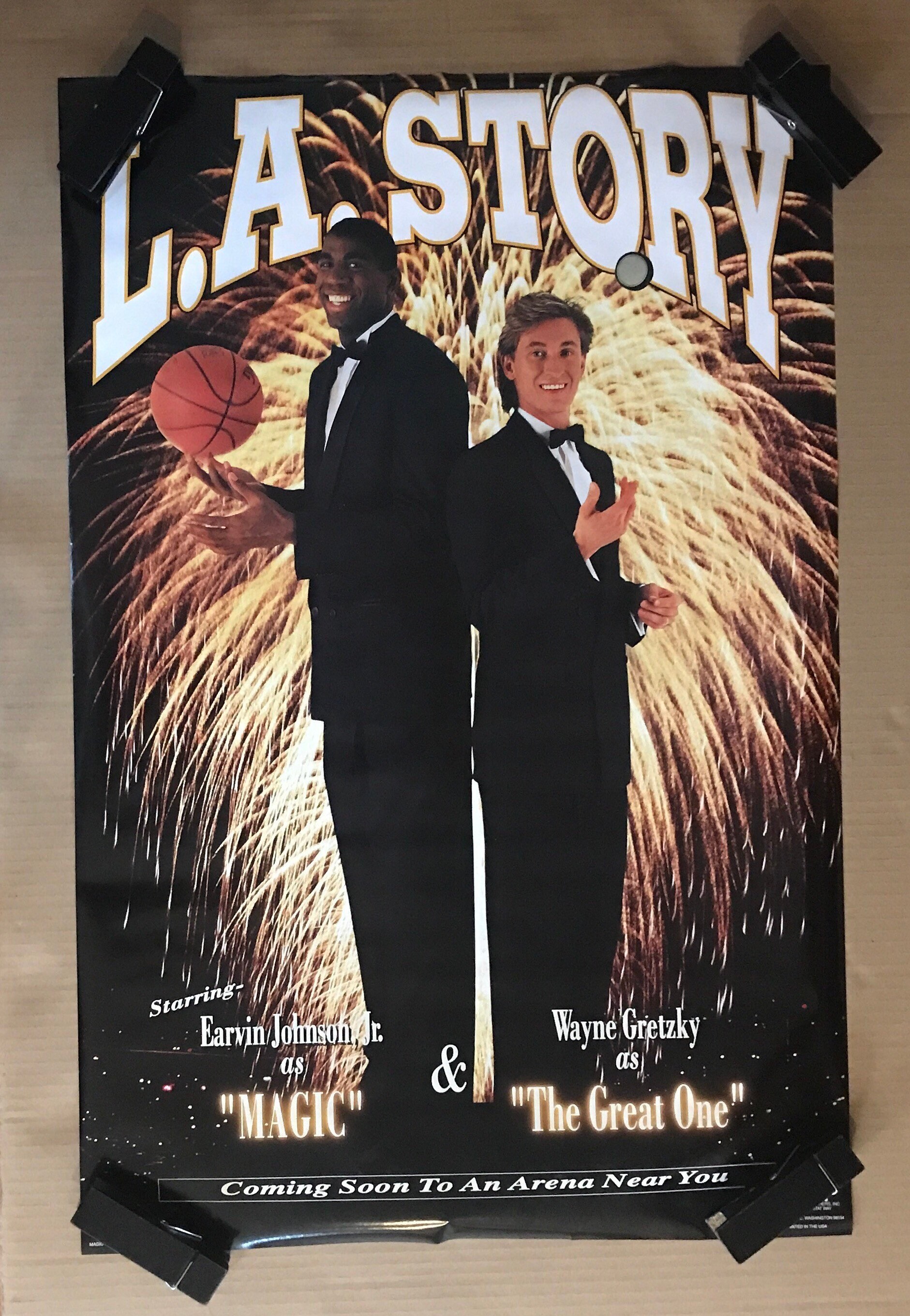 ウォールポスター　ヴィンテージ Johnson & Johnson Vintage Original 1991 L.A. Story Magic Johnson and Wayne Gretzky