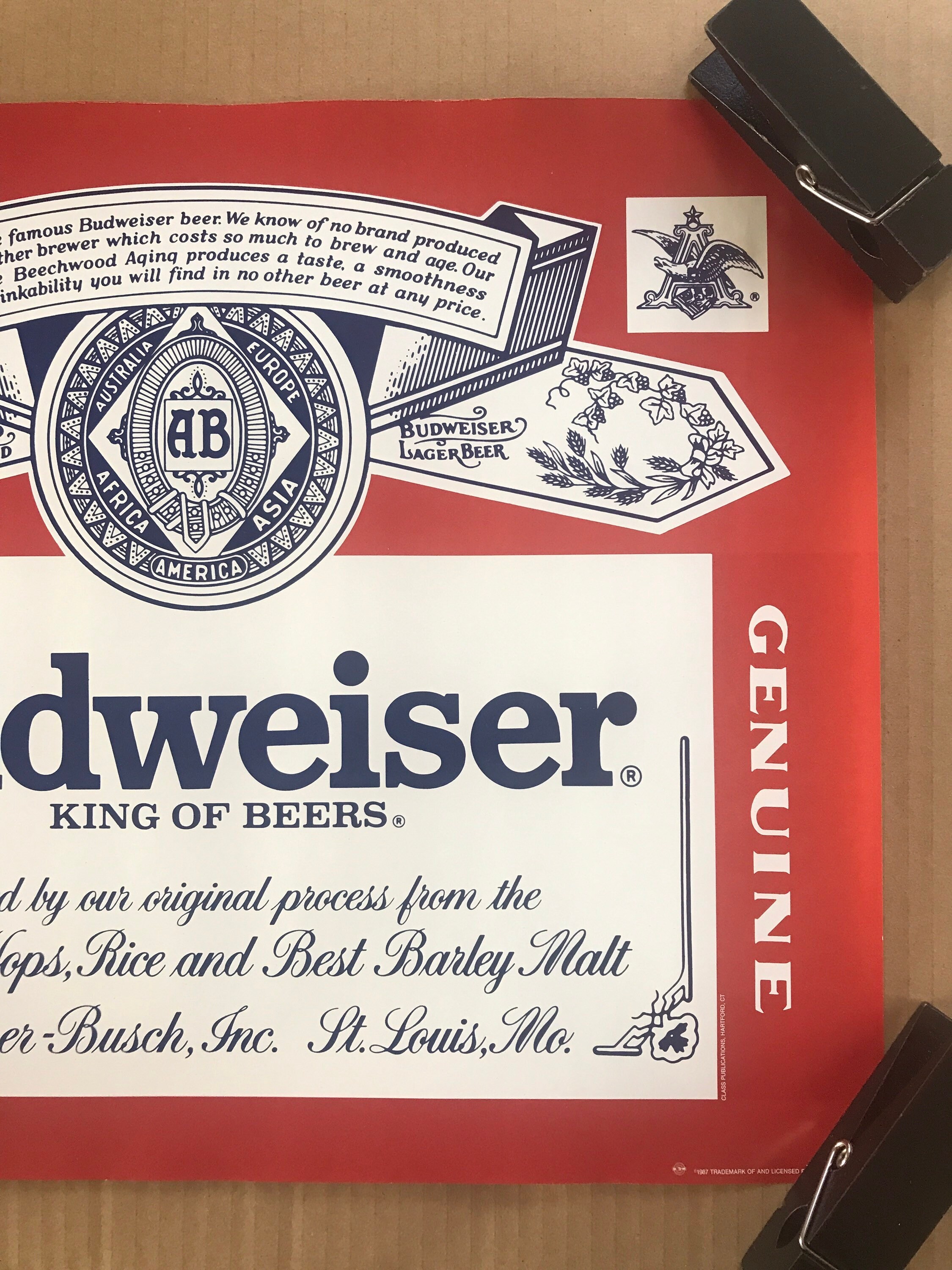 バドワイザー ポスター 額縁 Budweiser Beer ad 1934 Budweiser インテリアピクチャー バドワイザー ポスター