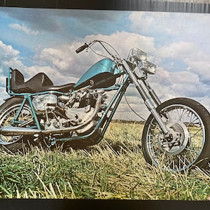 Chopper de motocicleta azul 1970's biker póster vintage original