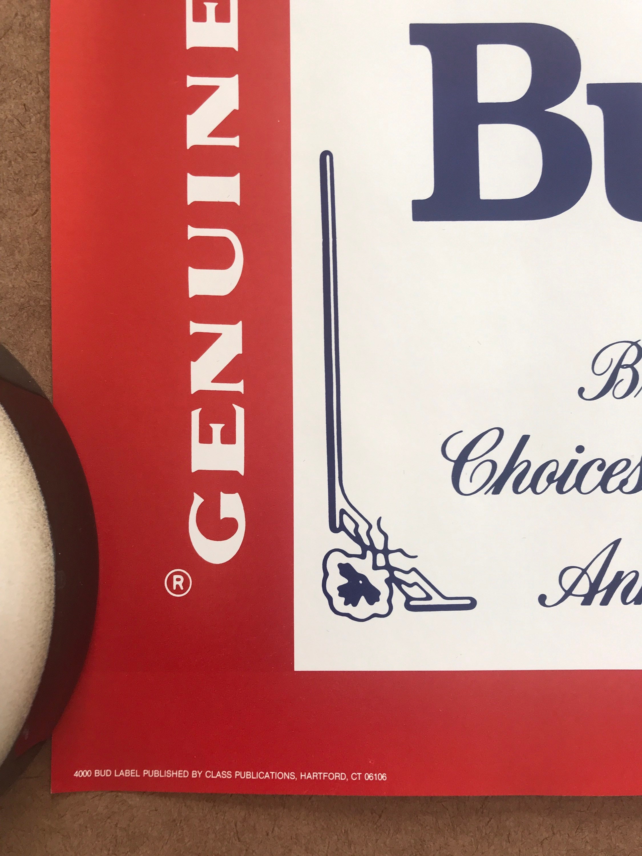 Vintage Original 1980s Budweiser Beer Sign Poster 1987 Beer Pinup