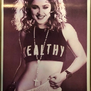 Original Vintage Poster Madonna Healthy 1980’s Music Memorabilia Red Pinup