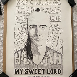 Hare Krishna My Sweet Lord cartel vintage original de 1970