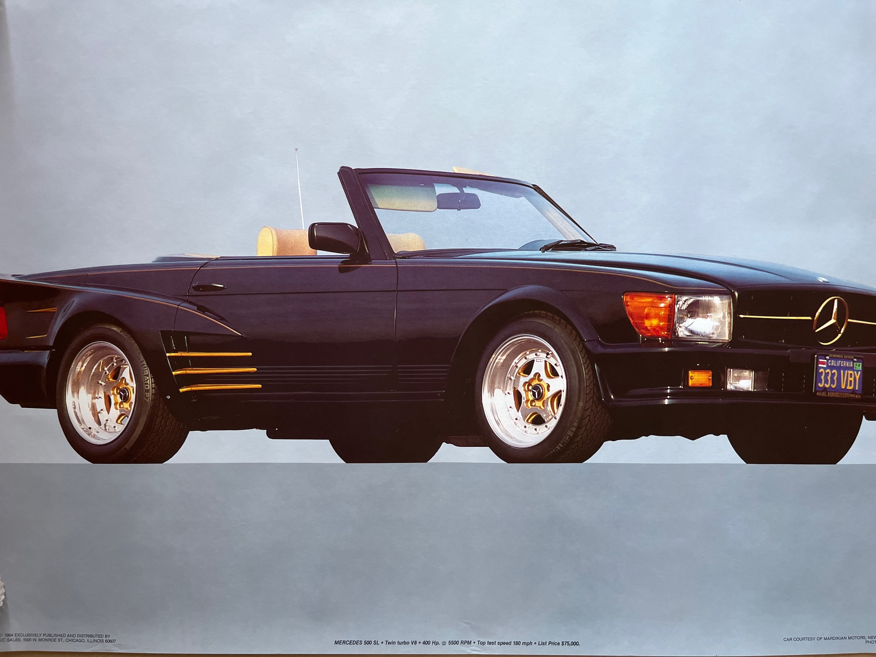 洋書 メルセデスベンツ 写真集 classic Mercedes Vintage Original Poster 1984 Mercedes Benz 500 SL Convertible