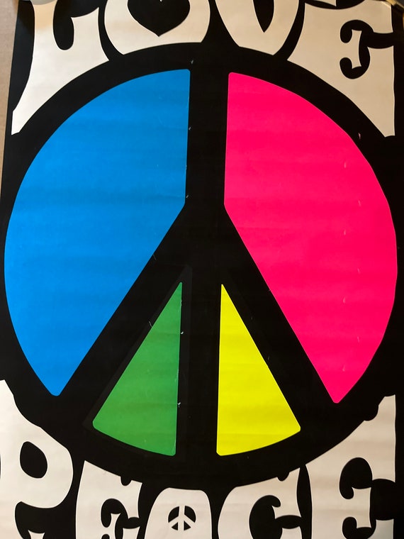 Peace Sign Love Blacklight Pro Arts Vintage Poster - Etsy
