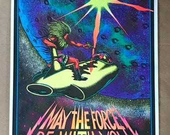 Vintage original 1977 Zap may the force be with you black light poster