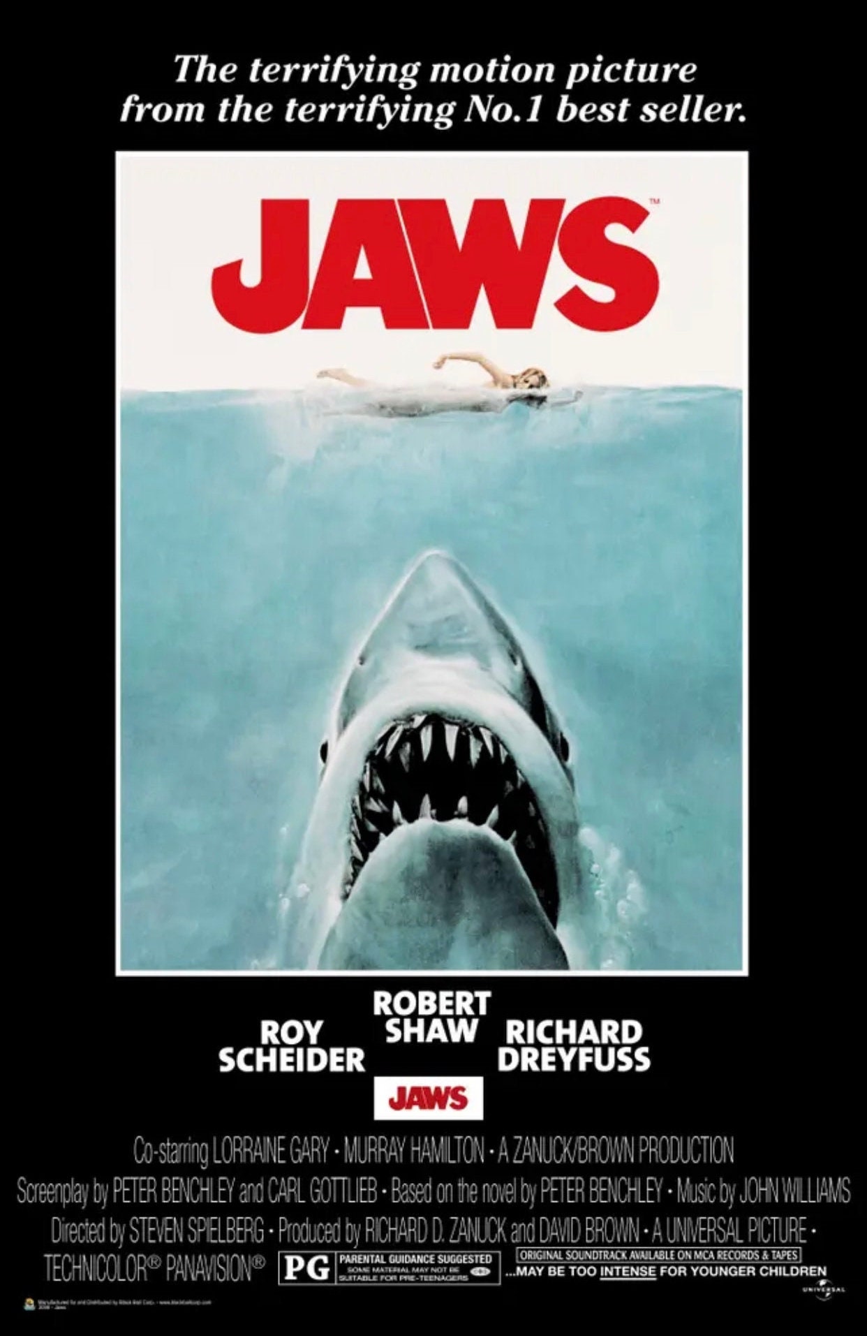 ジョーズ映画ポスタープリントクラシック映画復刻版標準サイズ24 x 36