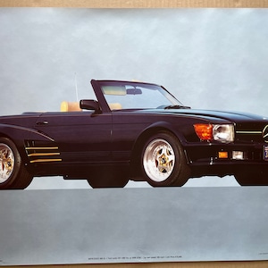 Póster original vintage 1984 Mercedes Benz 500 SL Convertible Póster de coche deportivo