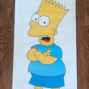 Póster vintage original de 1990 de Bart Simpson, con motivos televisivos. Animación televisiva.