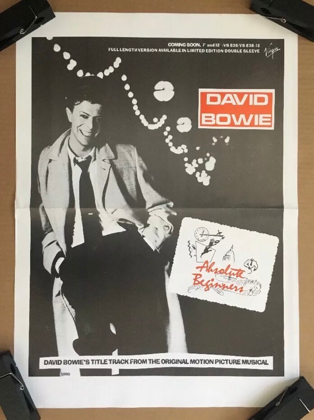 Original Vintage 1986 David Bowie Motion Picture Musical Poster 1980s ...