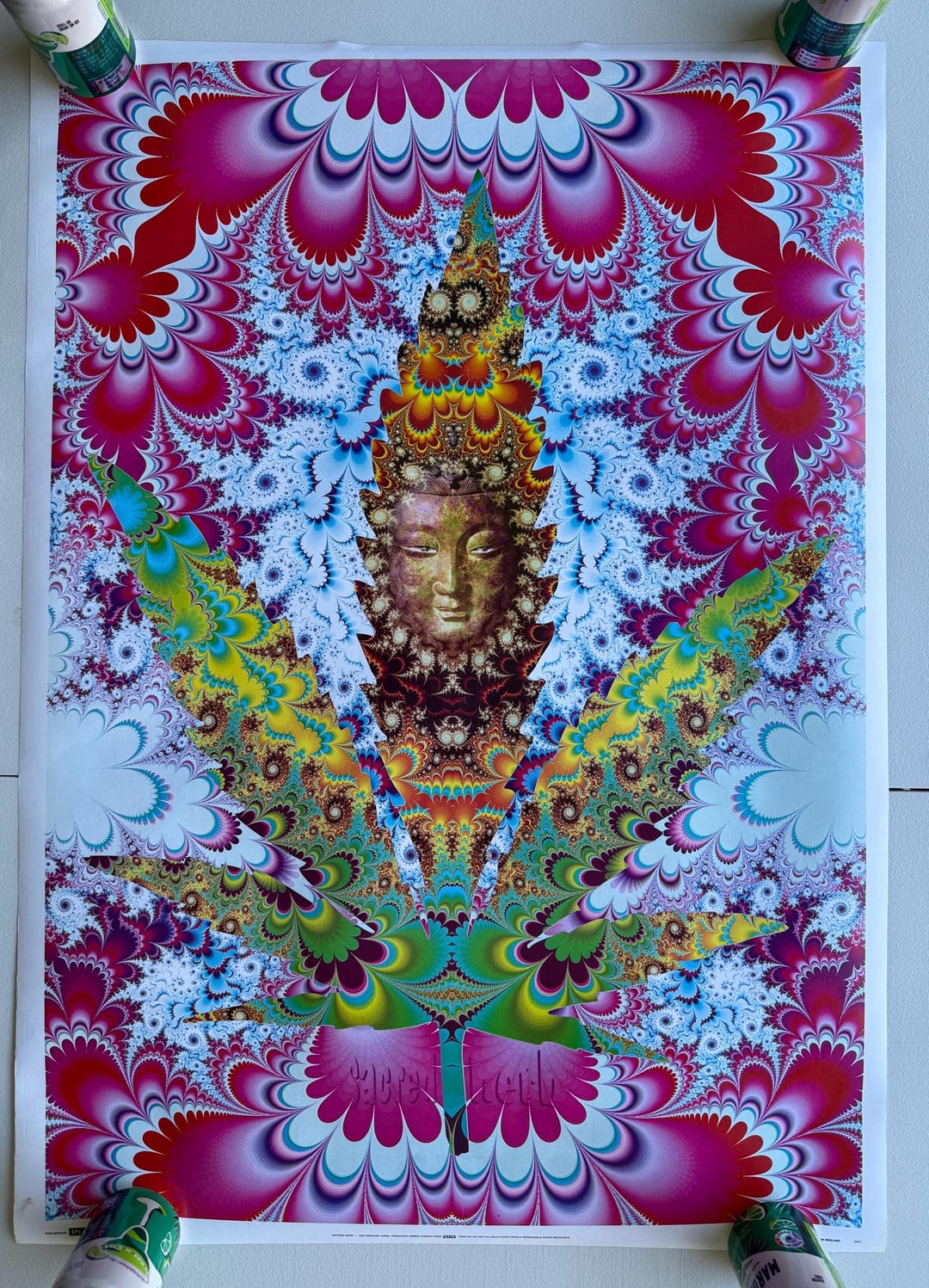 ビンテージ　psychedelic　marijuana　ブラックライトポスター Vintage Original Sacred Herb 1994 Poster Gregory Sams Psychedelic