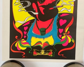 Keep A Puffin Blacklight Poster Vintage Original Zig Zag Afro Man