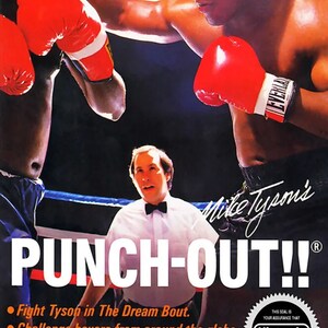 Plakat Mike’a Tysona z Punch Out Nintendo Box grafika gra wideo NES gracz system gier gry vintage mike tyson
