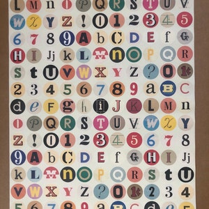 Alfabeto Número Collage Póster Estilo Vintage Aprendizaje Infantil Niños Niños