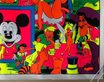 1960's DISNEY ミッキー パロディ ブラックライトポスター