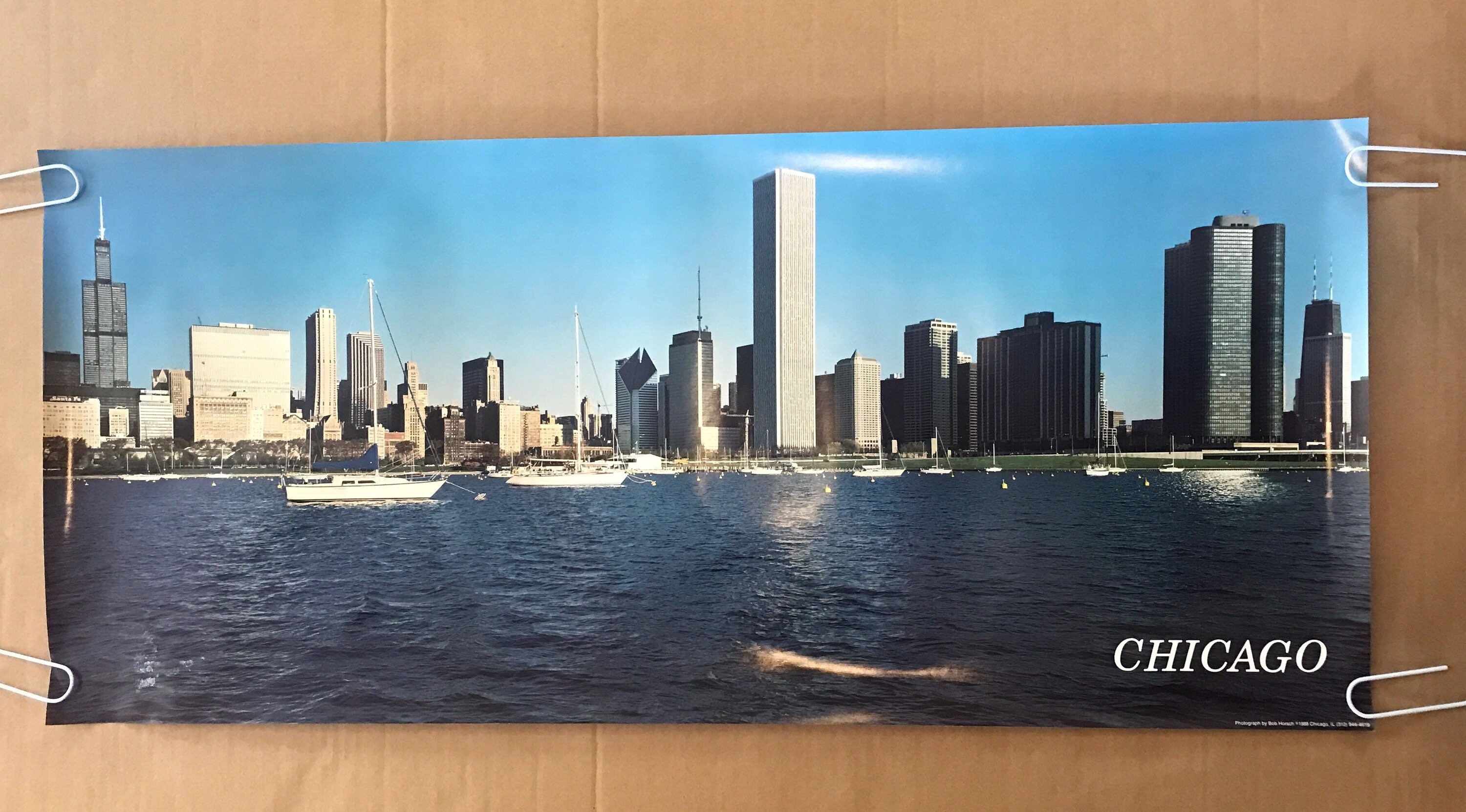 Original Vintage 1988 Chicago Skyline Poster Water Front