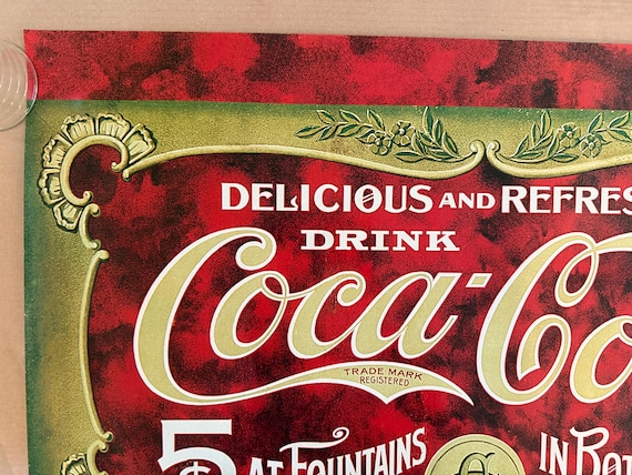 Vintage Style Coca Cola Advertisement Poster Ad 5 Cents Coke
