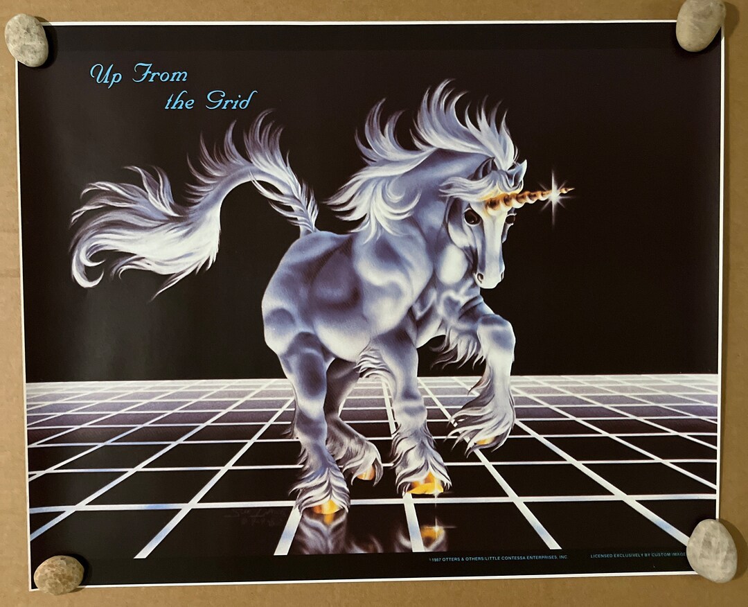 Vintage 1970s Blacklight Poster – M.C. Escher Dragon – Original Headshop Art