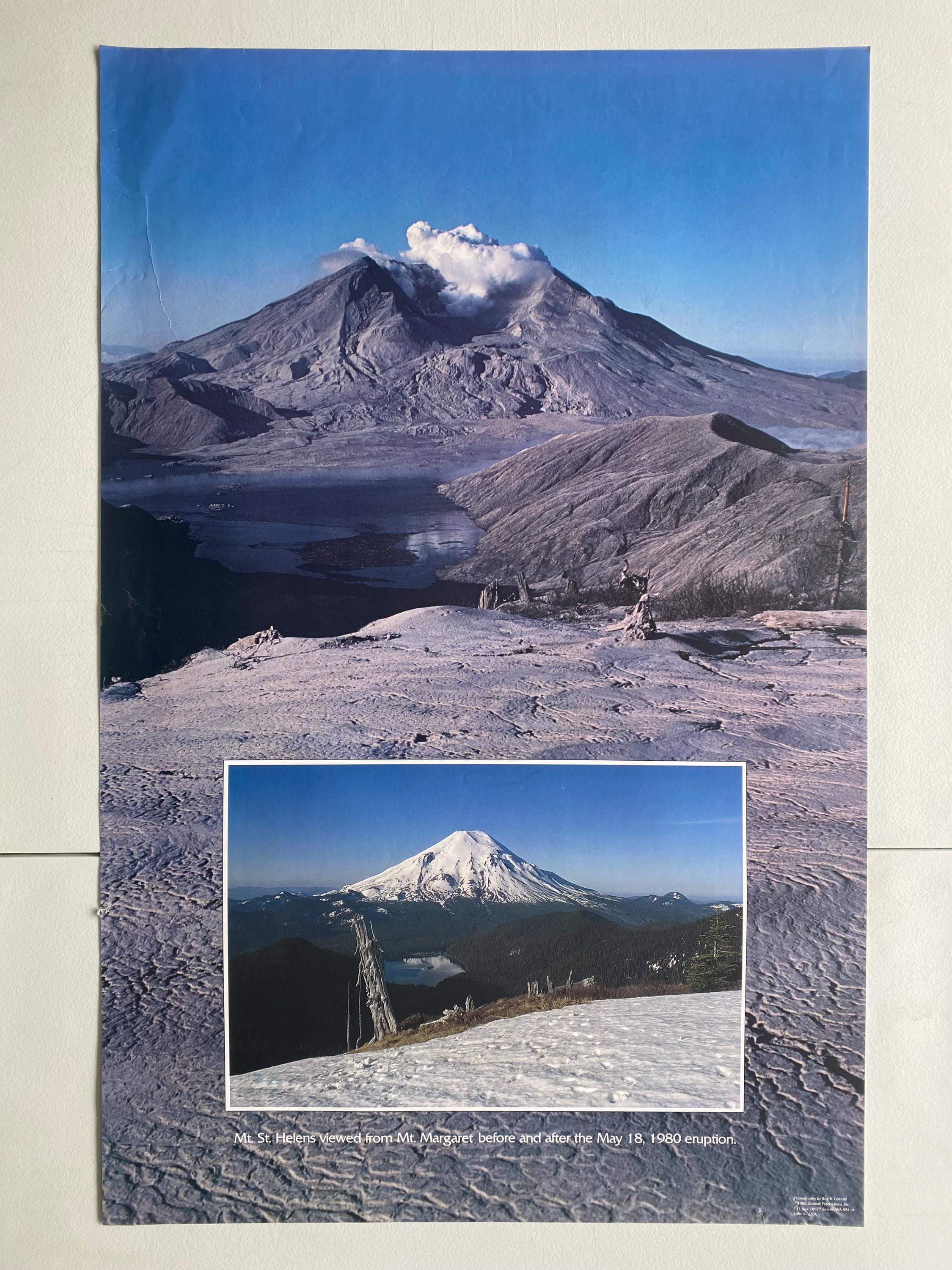 My. St. Helens Eruption Vintage Poster Volcano 1980 Landscape