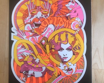 Flocked Western Graphics Black Light Posters Flaming Love Moonship