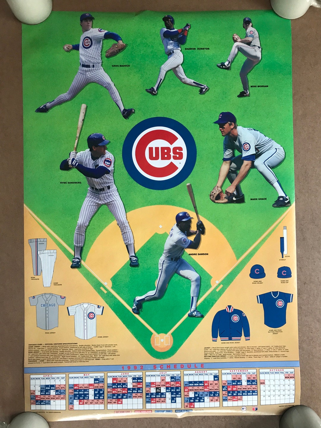 176)Baseball Map Poster 1992年｜VINTAGE 1987 BASEBALL STADIUMS ART