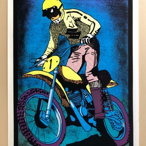 Número 1 Original vintage Blacklight cartel motocross motocross moto bicicleta de tierra 1970s