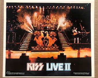 KISS LIVE II Vintage Sticker Poster Original 1977 Aucoin K.I.S.S.