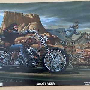 Vintage Ghost Rider Poster Motorcycle Cowboy Chopper Horse Race David Mann Etsy Norway