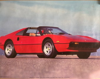 80年代 ビンテージ フェラーリ アートポスター 額縁付 旧車 レトロ 当時物 フェラーリのスポーツカーのコラージュ、1980年代のオリジナル