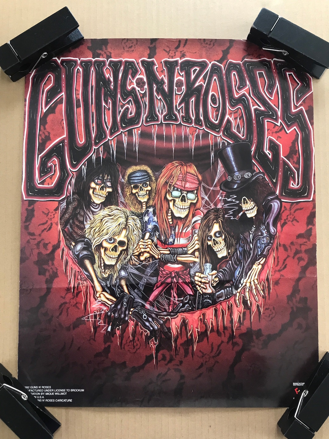 Vintage Original 1990s 1992 Guns 'N Roses Cartoon Caricature