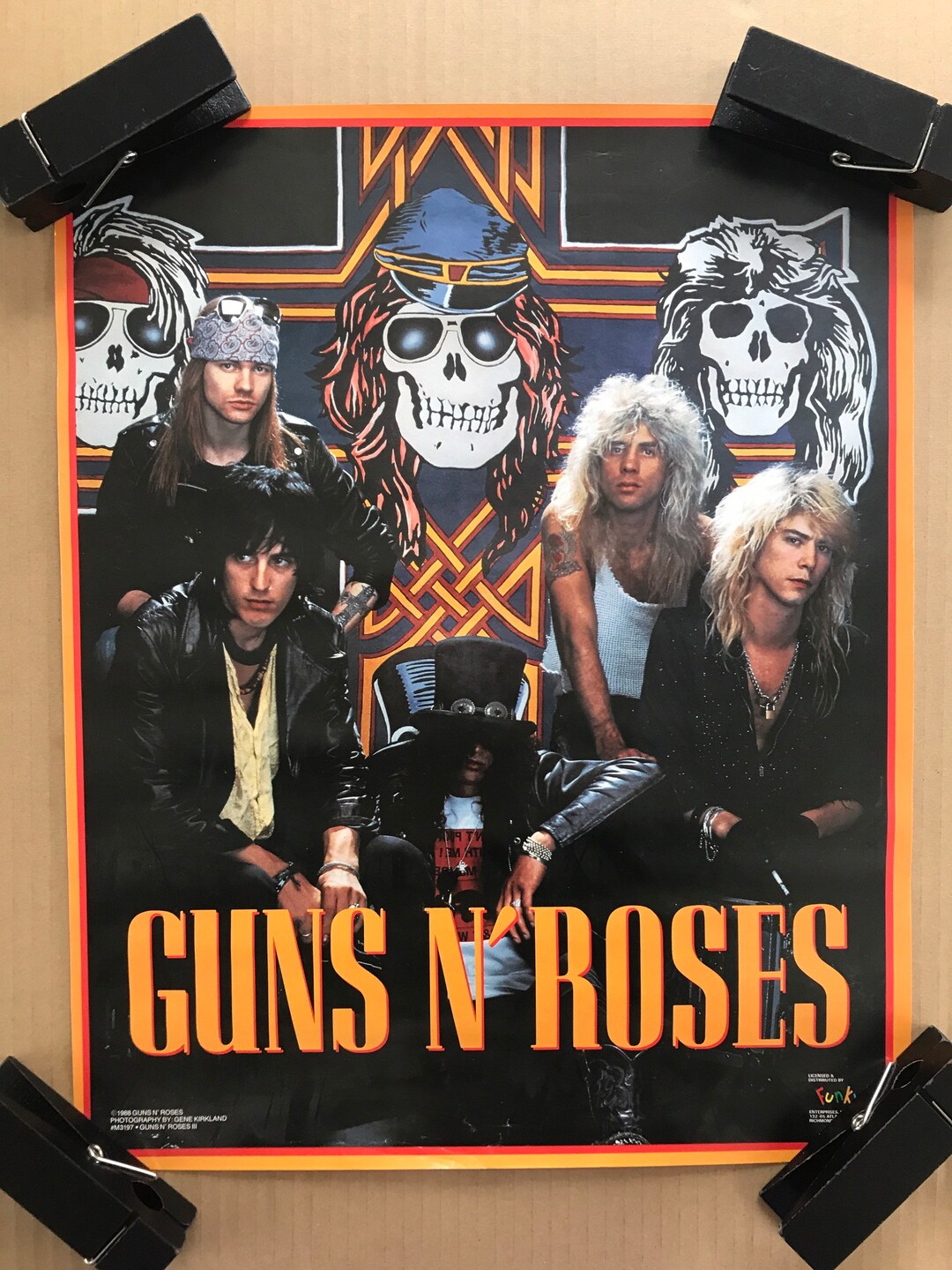 Vintage Original 1980s 1988 Guns N Roses Pinup Poster Rock Music