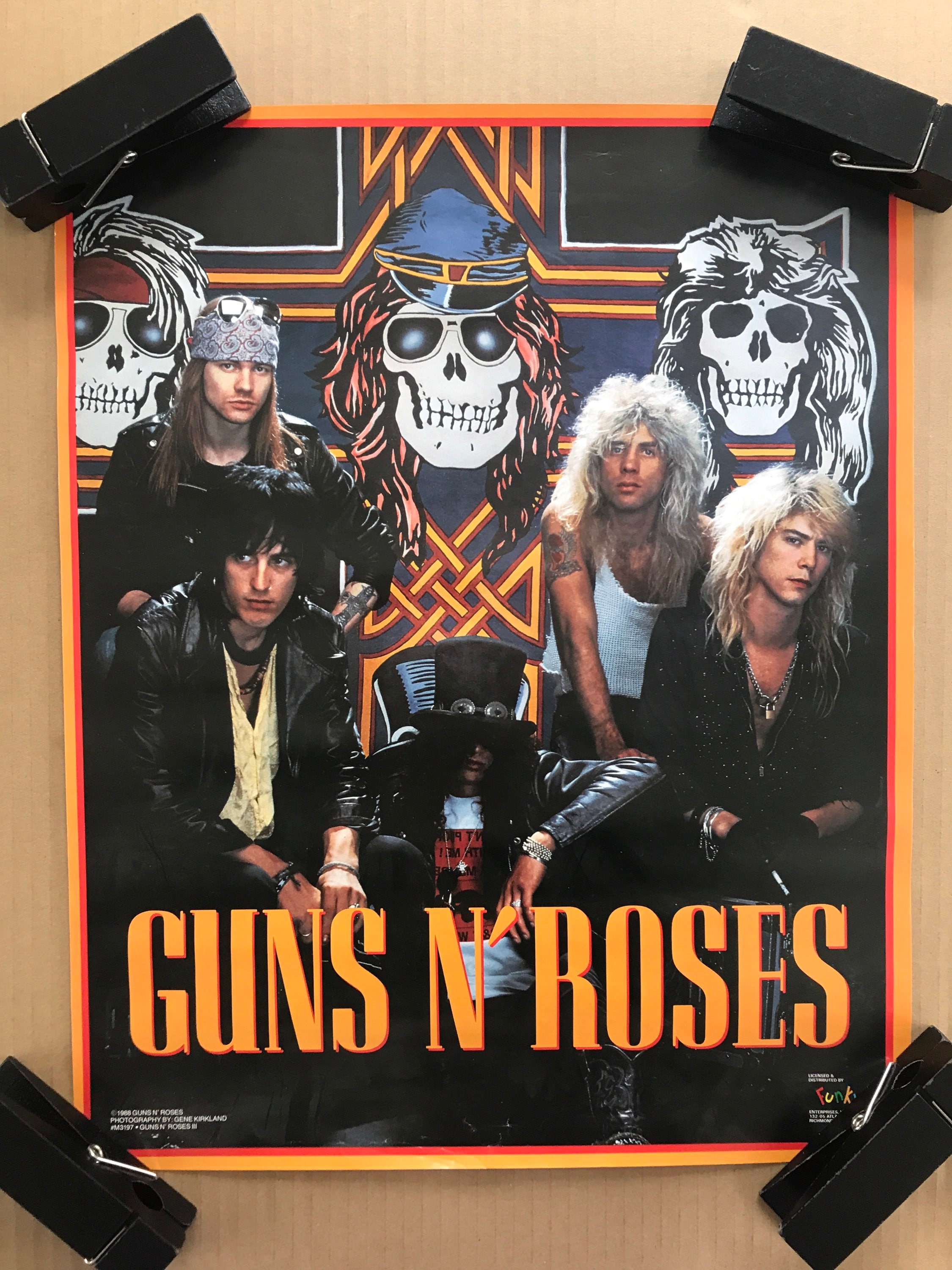Vintage Original 1980s 1988 Guns N Roses Pinup Poster Rock Music