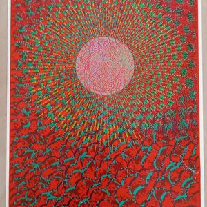 Póster abstracto psicodélico original vintage de The Inner Eye de los años 60 de 1968, Fast Totem West Satty