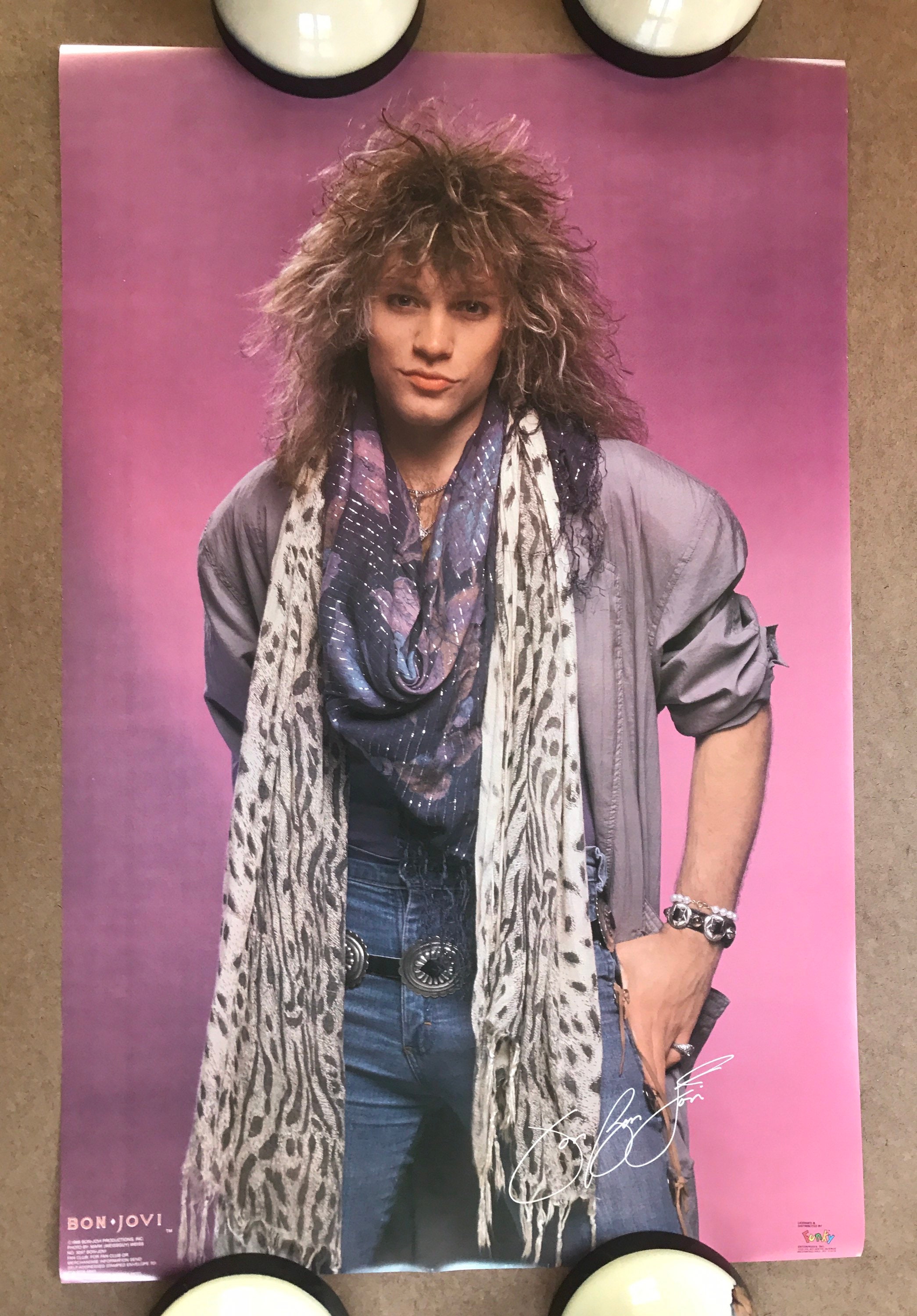 Vintage original 1980s Bon Jovi poster 1986 rock music Vintage original 1980s Bon Jovi poster 1986 rock music