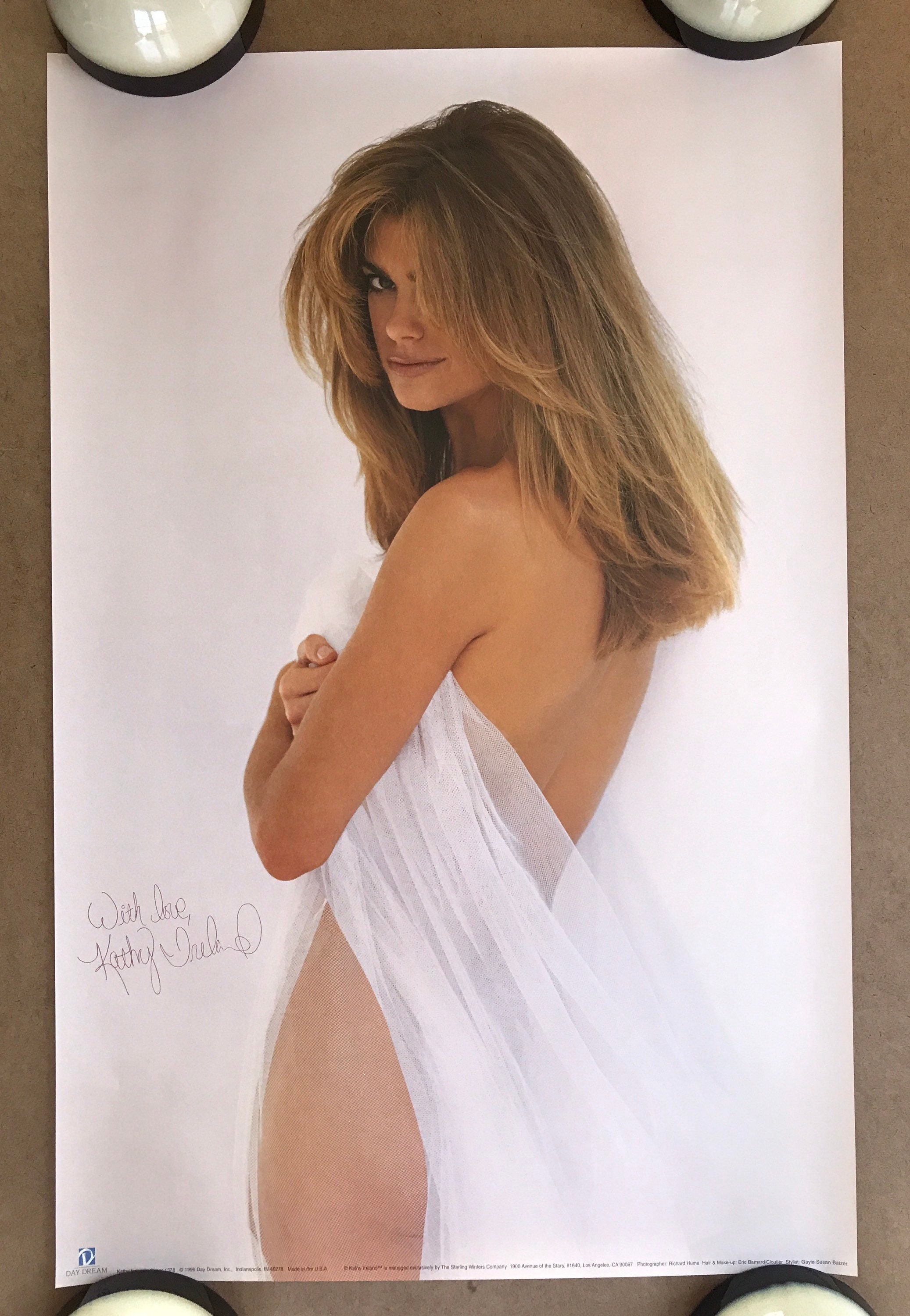Vintage original 1990s Kathy Ireland sheer poster 1996 nude pinup model